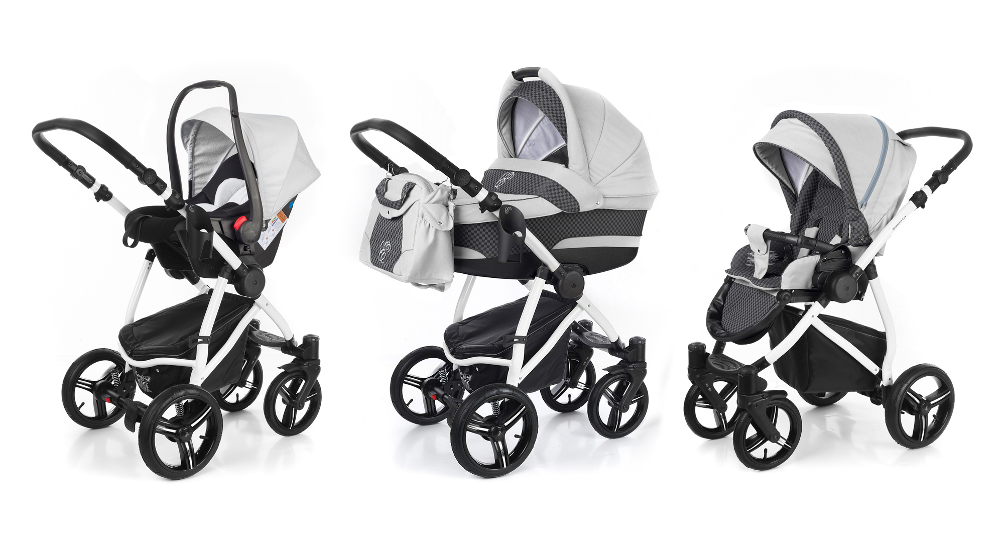 Коляска 3 в 1 Esspero Newborn Lux (шасси White) Grey Carbon