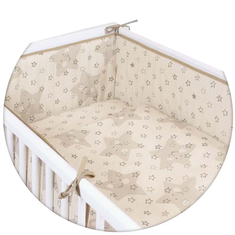 Постельное бельё Ceba Baby с принтом 3 предмета Stars Beige Lux