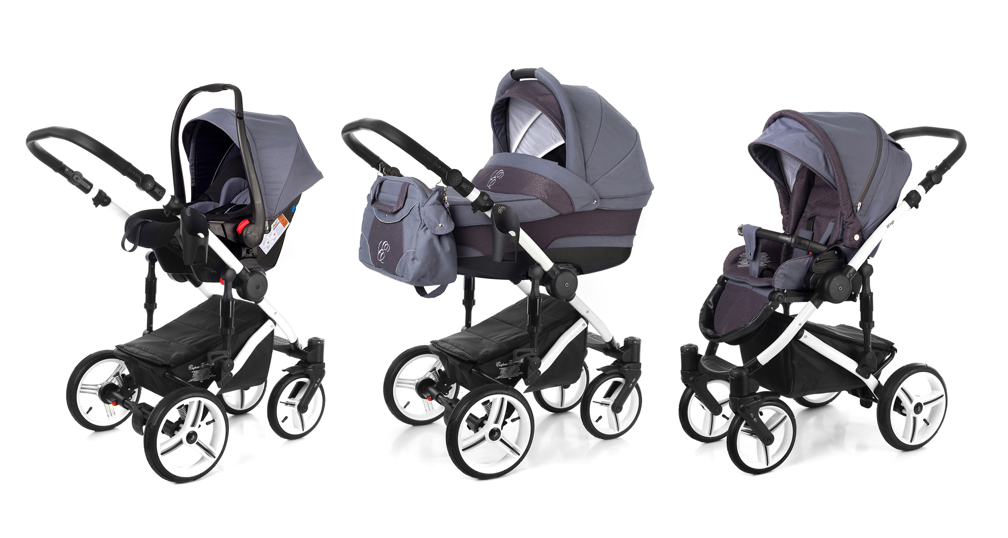 Коляска 3 в 1 Esspero Magic (шасси White) Dark Grey