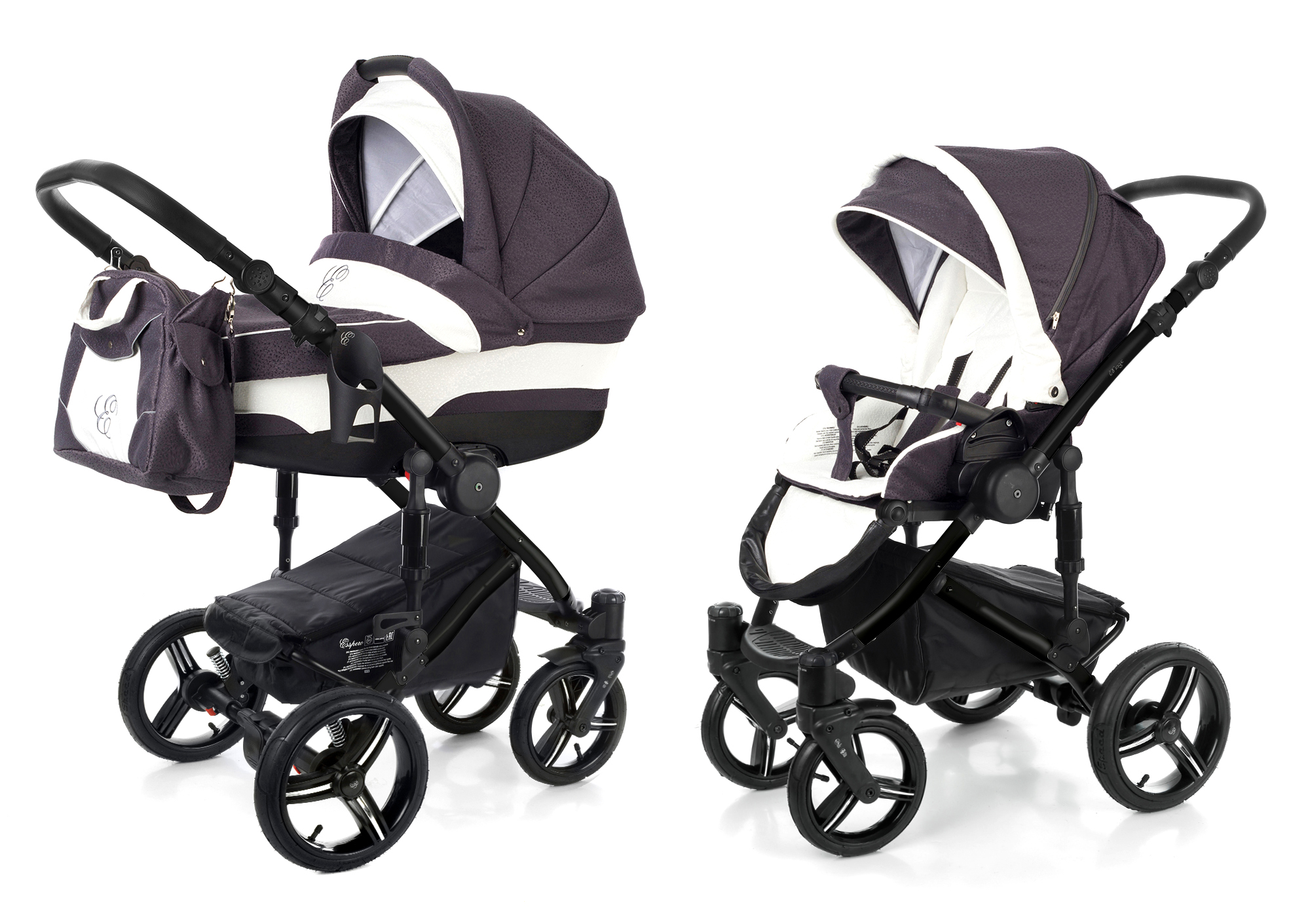 Коляска 2 в 1 Esspero Magic (шасси Black) Grey Leves