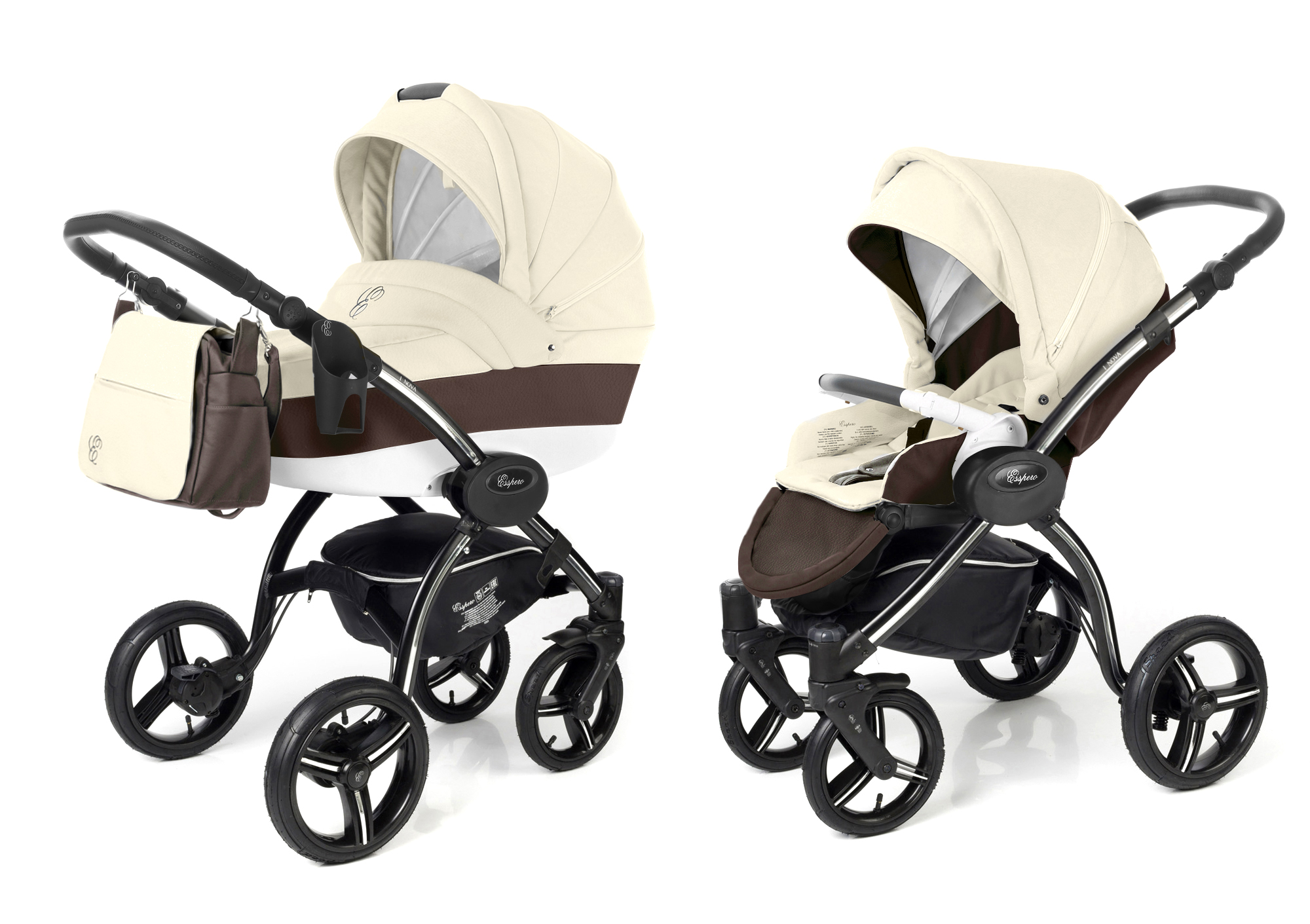 Коляска 2 в 1 Esspero Grand I-Nova (шасси Black) Cream leatherette