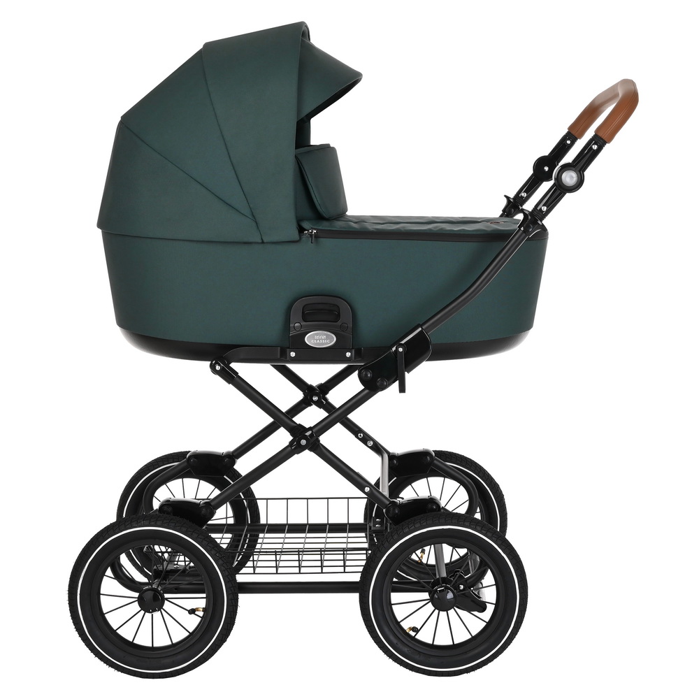 Коляска для новорожденных Roan Bass Next Classic, d12 PacificGreen/руч.Коричневый