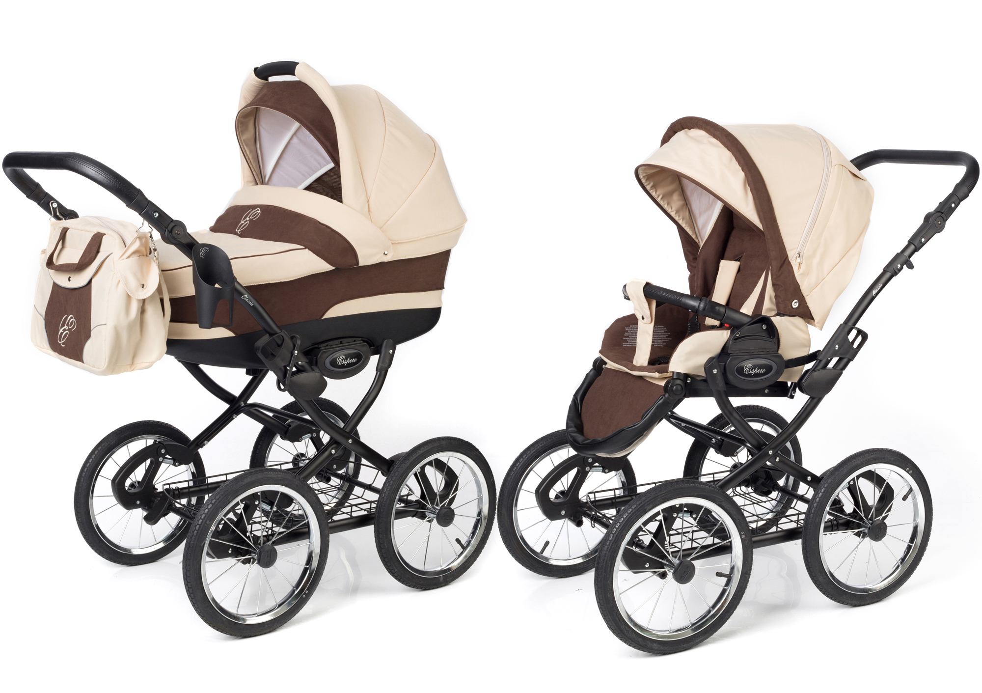 Коляска 2 в 1 Esspero Classic (шасси Black) Beige Brown