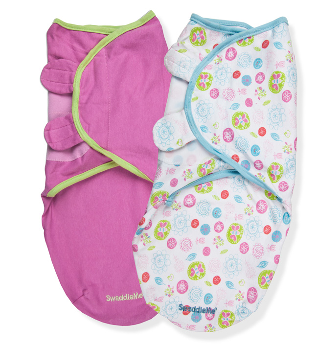 Конверт для пеленания Summer Infant SWADDLEME (размеры S/M) белый с яблонями/розовый Pretty Pedals 2шт. (р-р S/M)