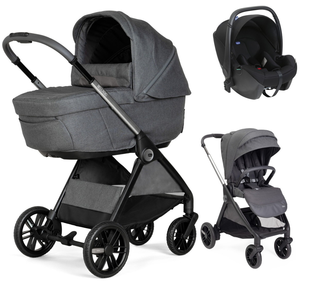Коляска 3 в 1 Chicco Bellagio с автокреслом Kory Black Satin