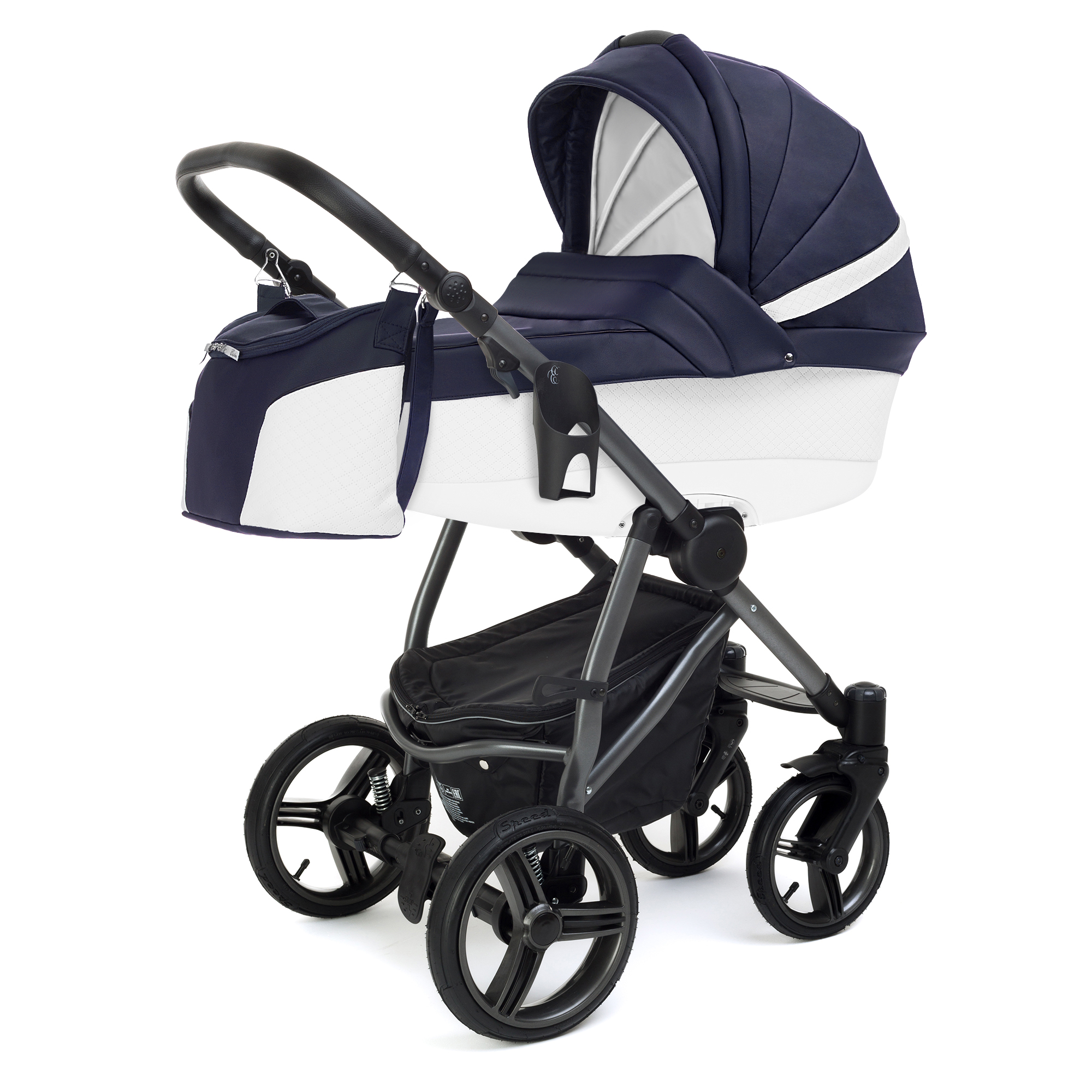 Коляска для новорожденных Esspero Grand Newborn Lux (шасси Graphite) Nappa Navy