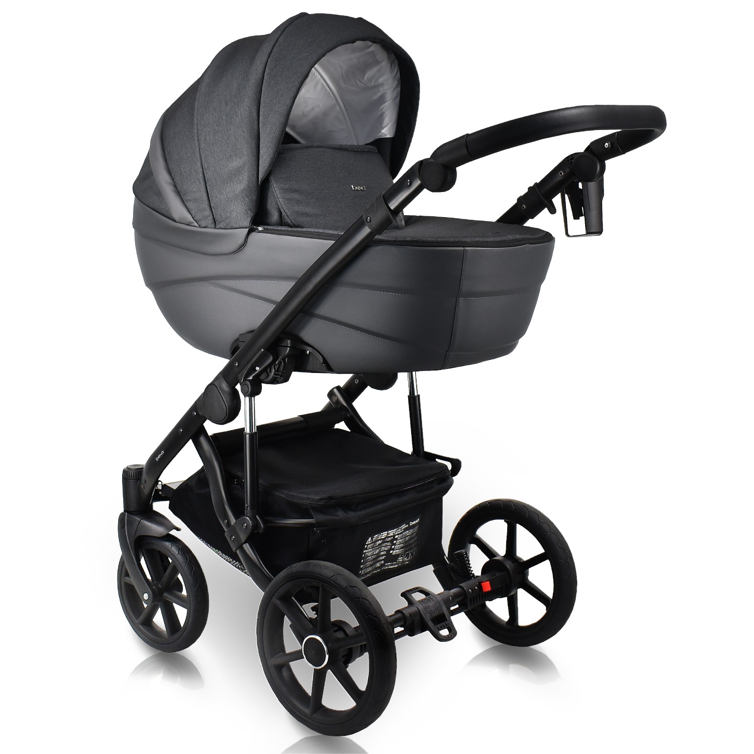 Коляска 2в1 BEXA IDEAL т.серый+серая кожа