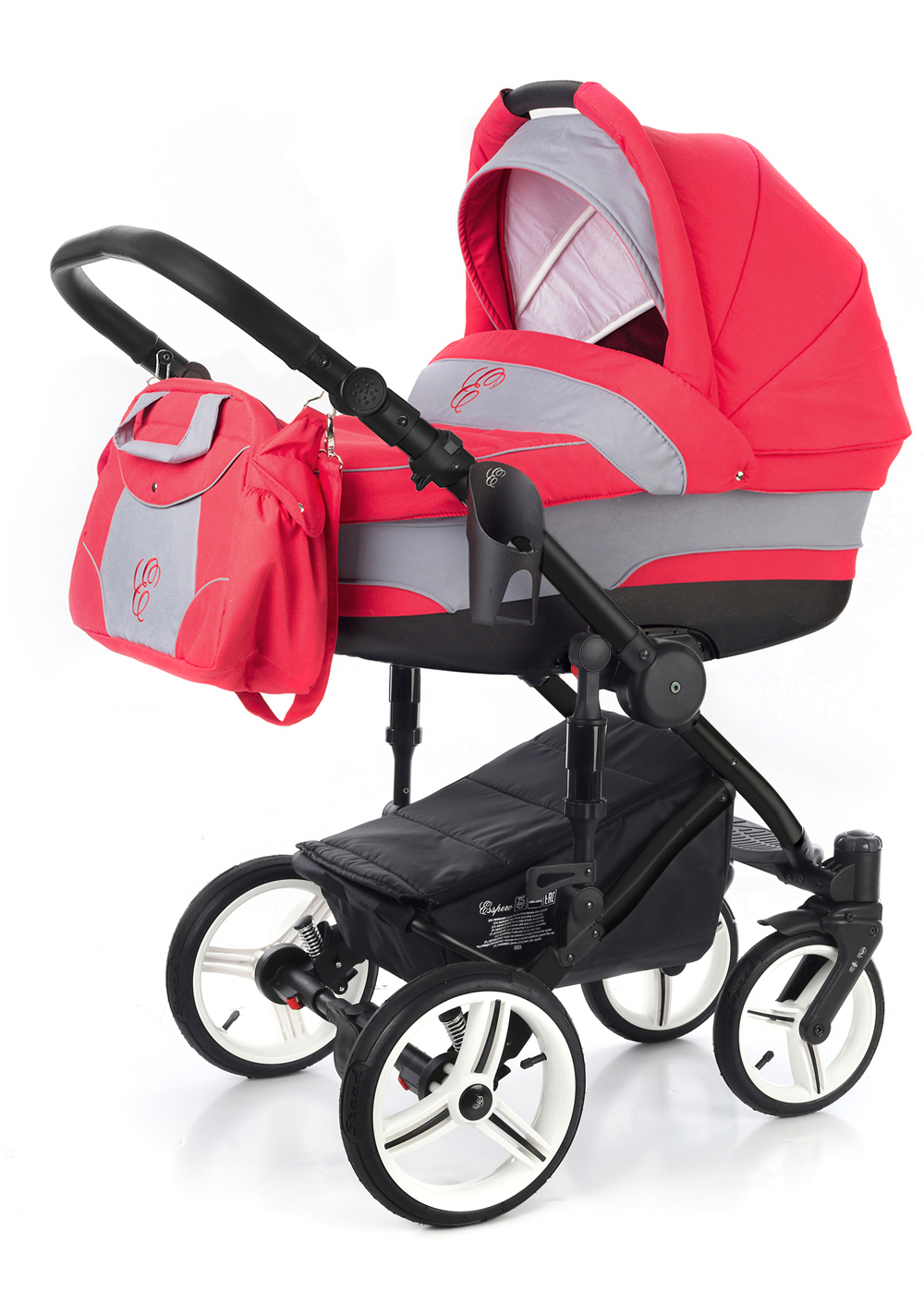 Коляска для новорожденных Esspero Magic (шасси Black) Red Grey