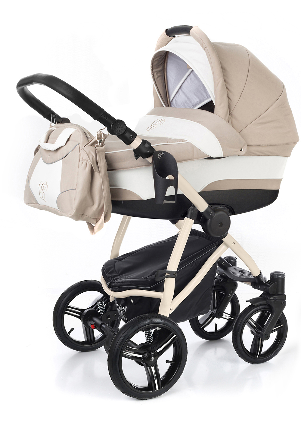 Коляска для новорожденных Esspero Newborn Lux (шасси Beige) Khakki Lux