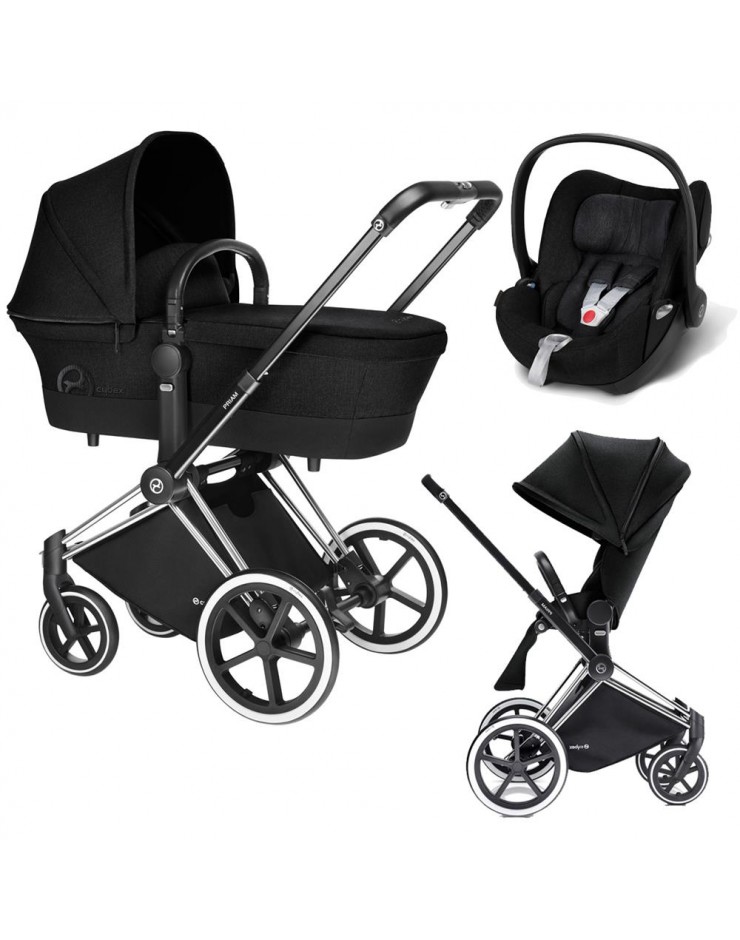 Коляска 3 в 1 Cybex Priam (шасси All Terrain Matt Black) Happy Black