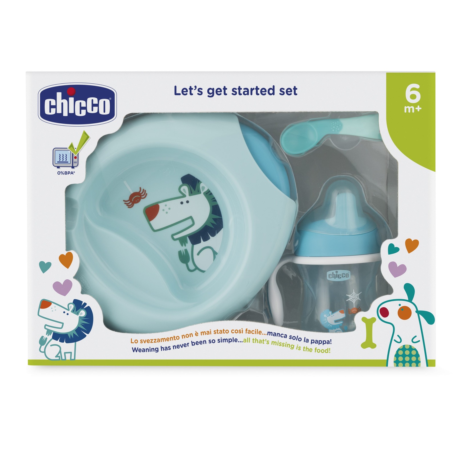 Набор детской посуды Chicco (3 предмета) 6 мес.+ голубой