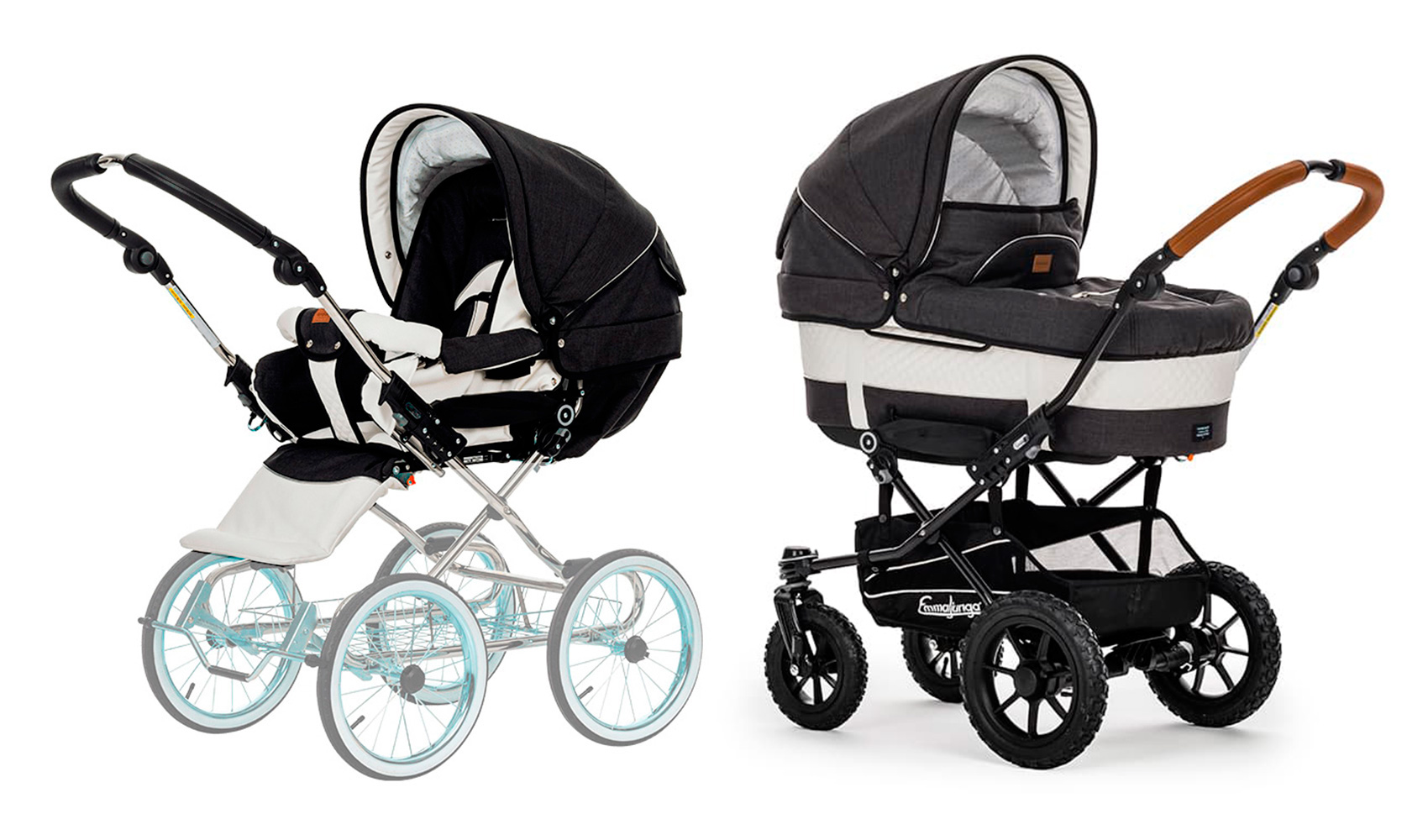Коляска 2 в 1 Emmaljunga Mondial De Luxe (шасси Duo S Outdoor) Black