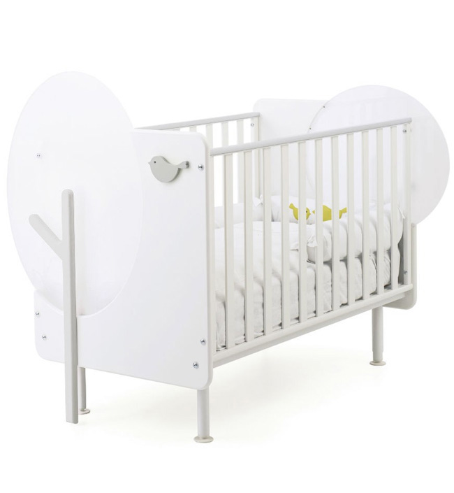 Детская кровать Baby Expert Bosco с реечными бортиками белый/серый