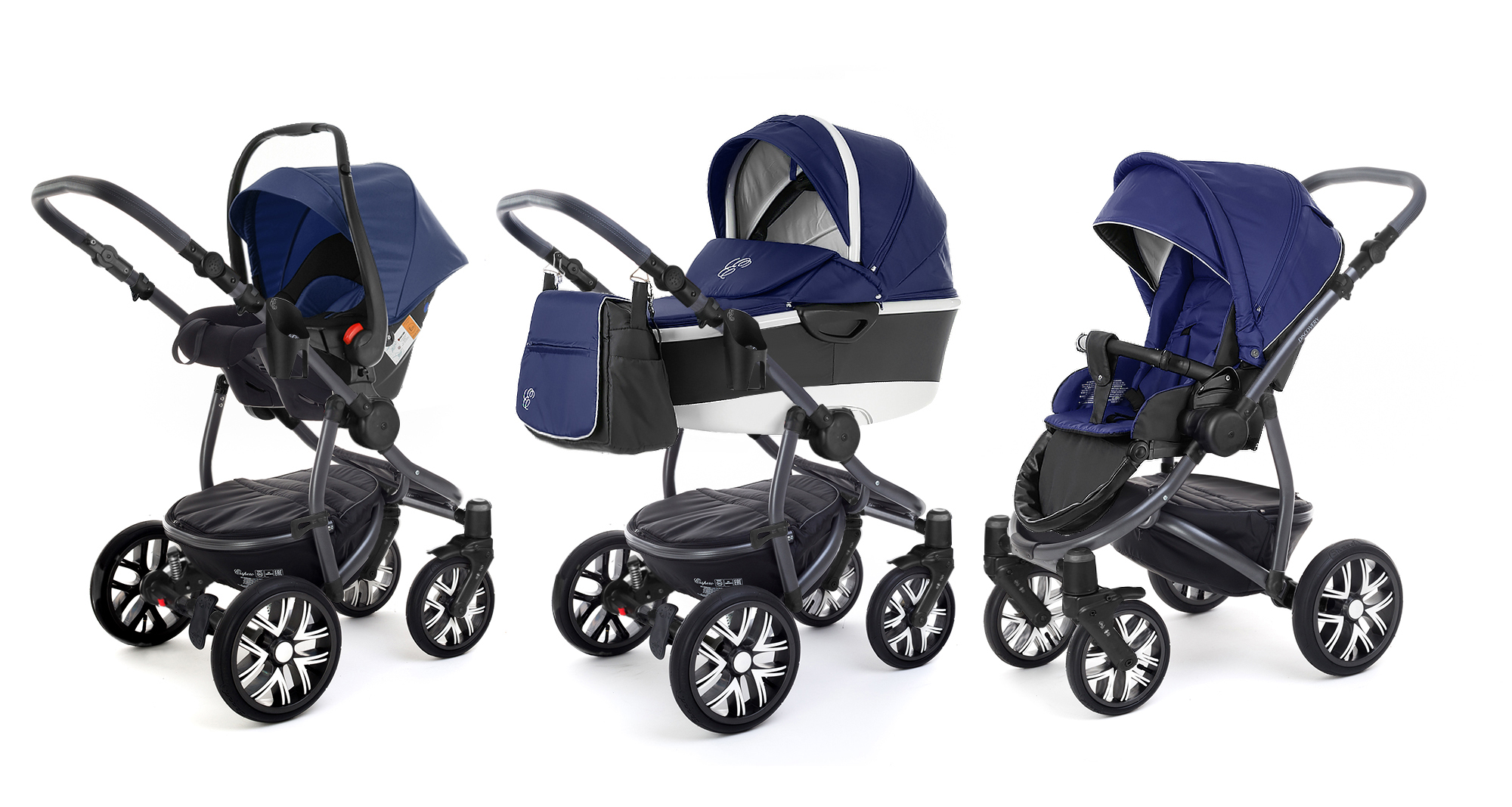 Коляска 3 в 1 Esspero Discovery Alu (шасси Graphite) Navy
