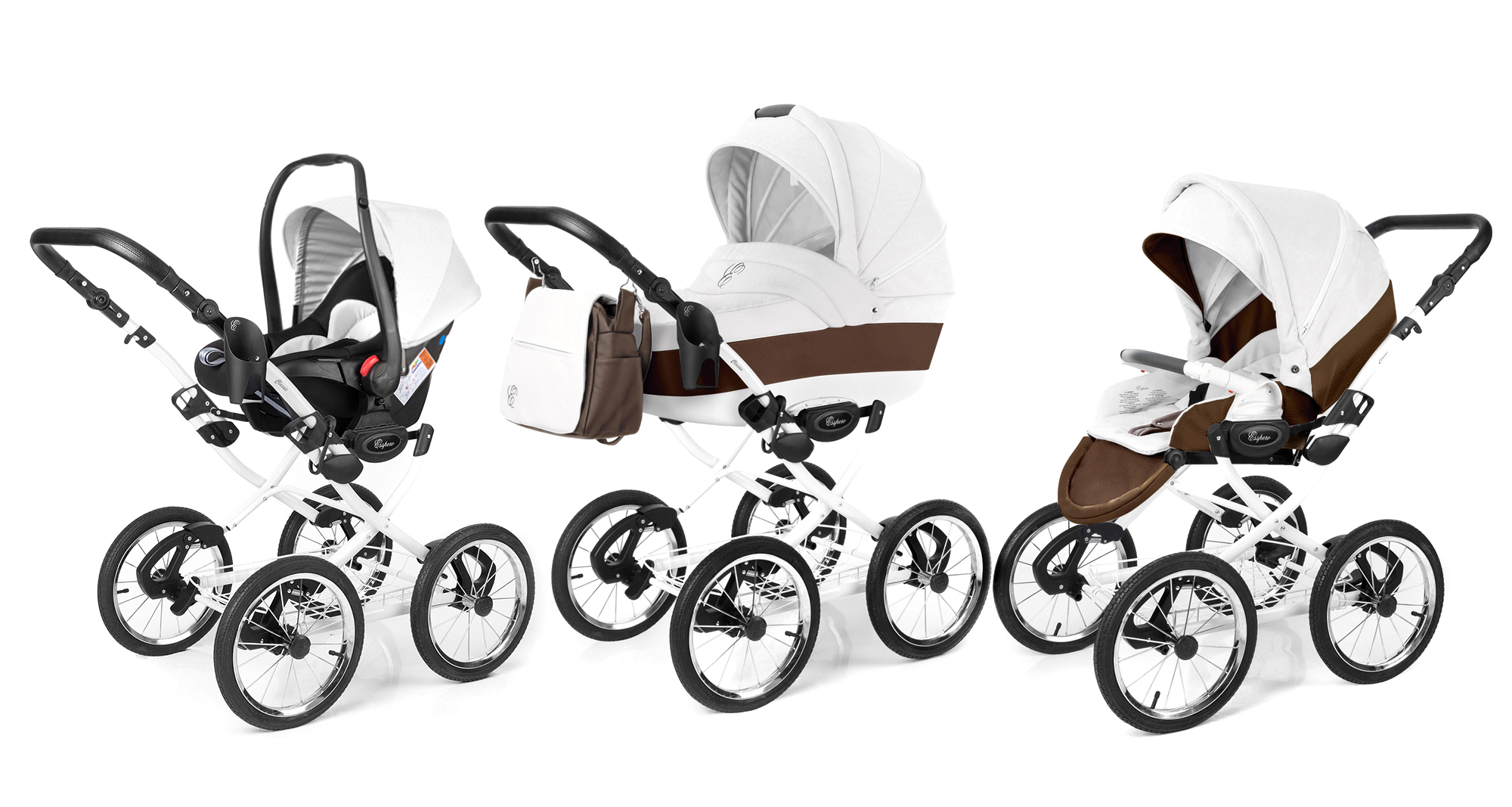 Коляска 3 в 1 Esspero Grand Classic (шасси White) Canella leatherette