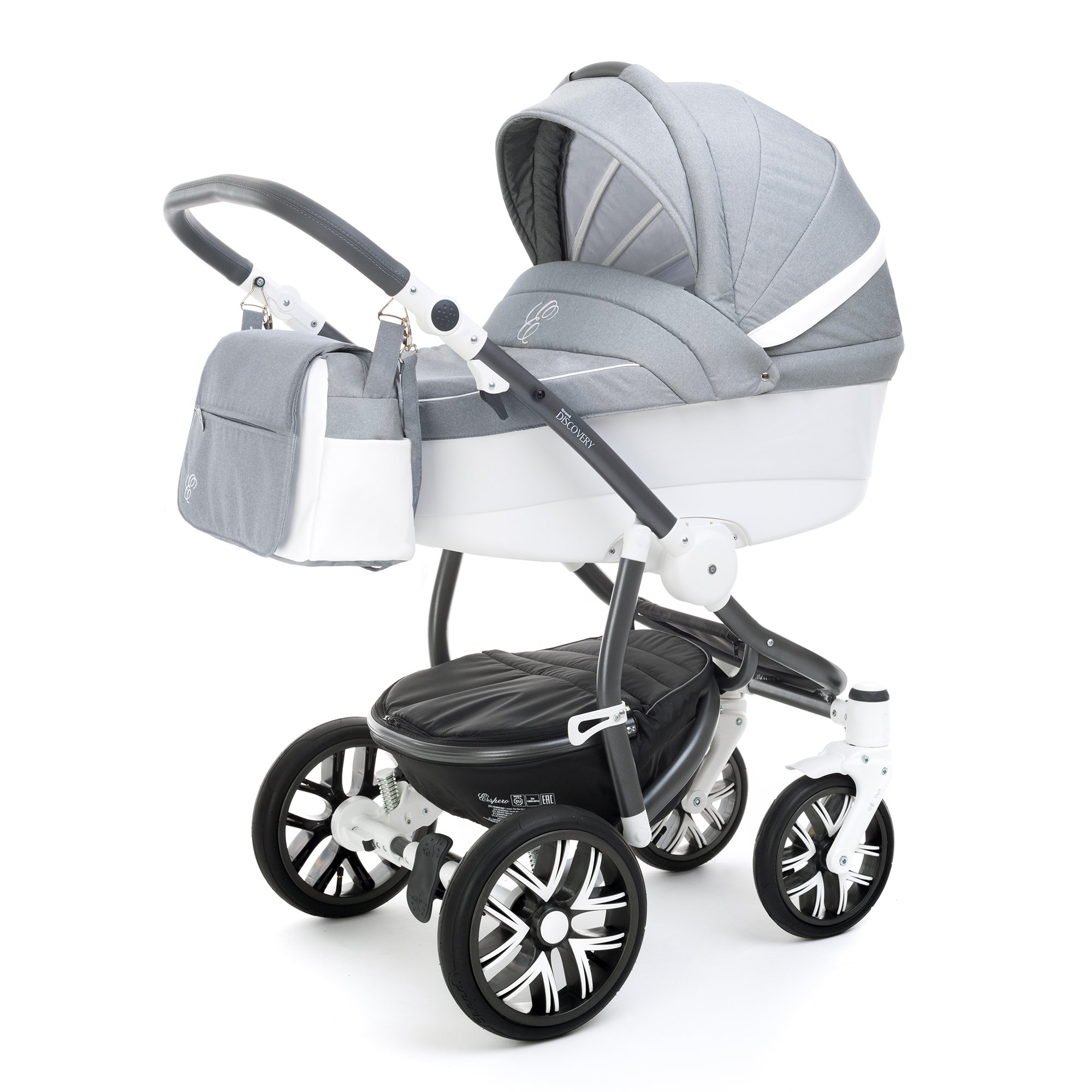 Коляска для новорожденных Esspero Grand Discovery (шасси Graphite White) Jeans Grey