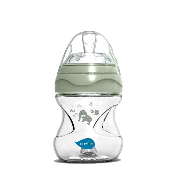 Антиколиковая бутылочка Nuvita 6011 Materno Feel 150мл, пластик серо-зеленый