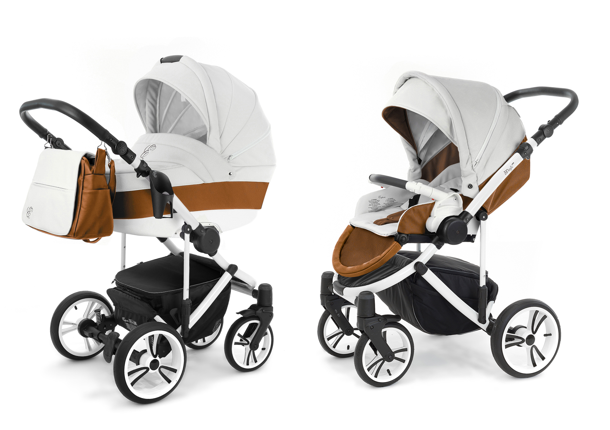 Коляска 2 в 1 Esspero Grand Magic Pro (шасси White) Orange leatherette