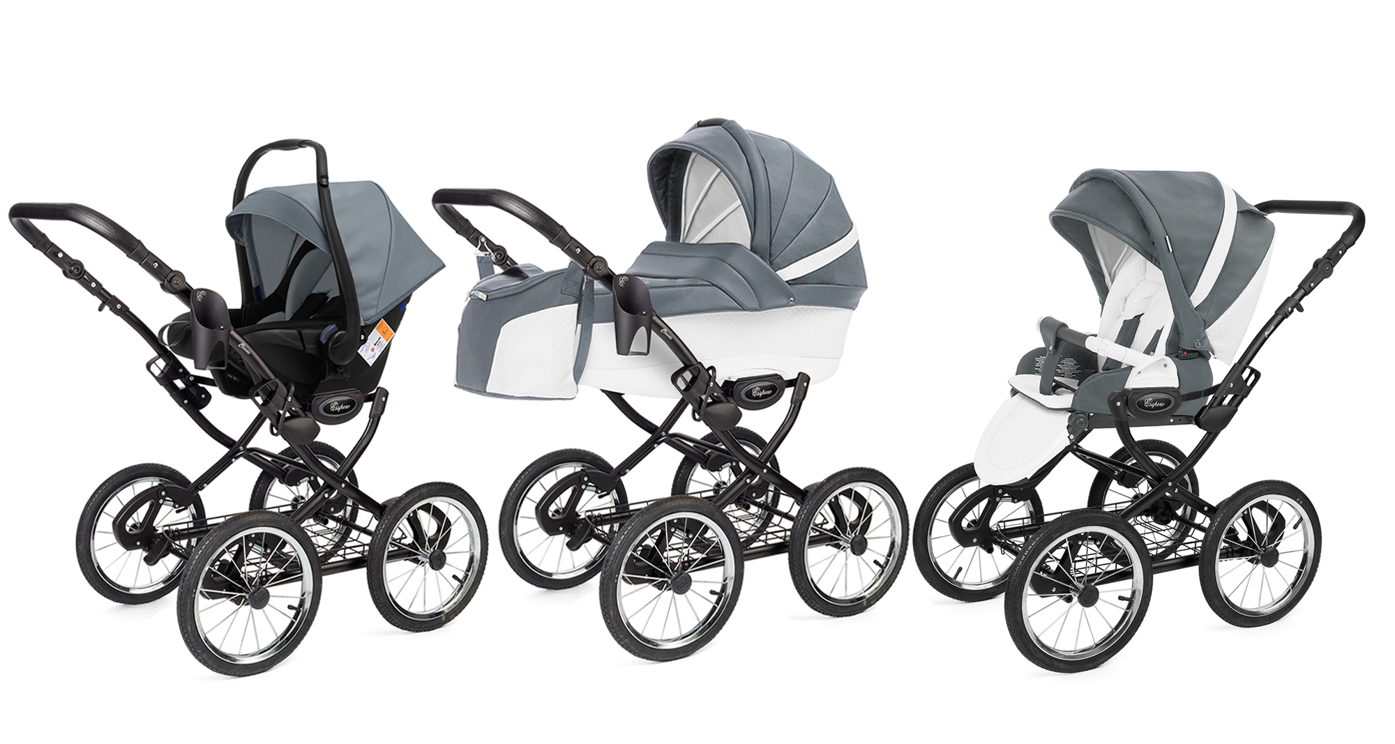 Коляска 3 в 1 Esspero Grand Classic (шасси Black) Nappa Blue Grey