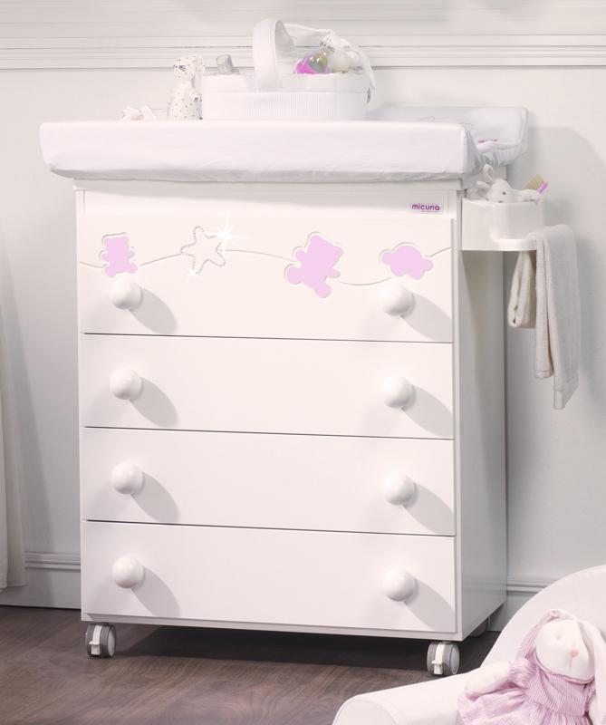 Пеленальный комод Micuna Juliette Luxe Swarovski B-1551 White/Pink