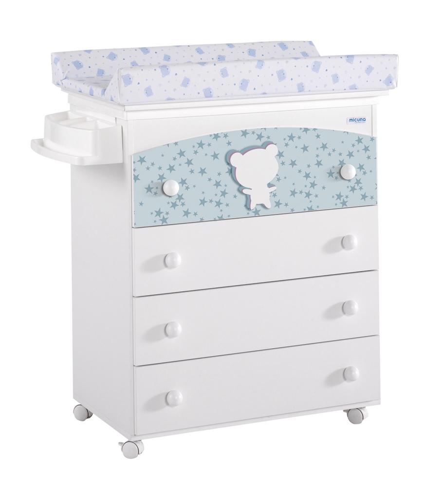 Пеленальный комод Micuna Vintage B-970 white-blue/blue bears