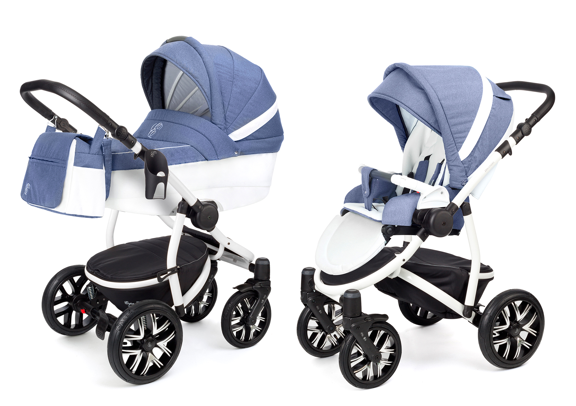 Коляска 2 в 1 Esspero Grand Discovery (шасси White) Jeans Blue