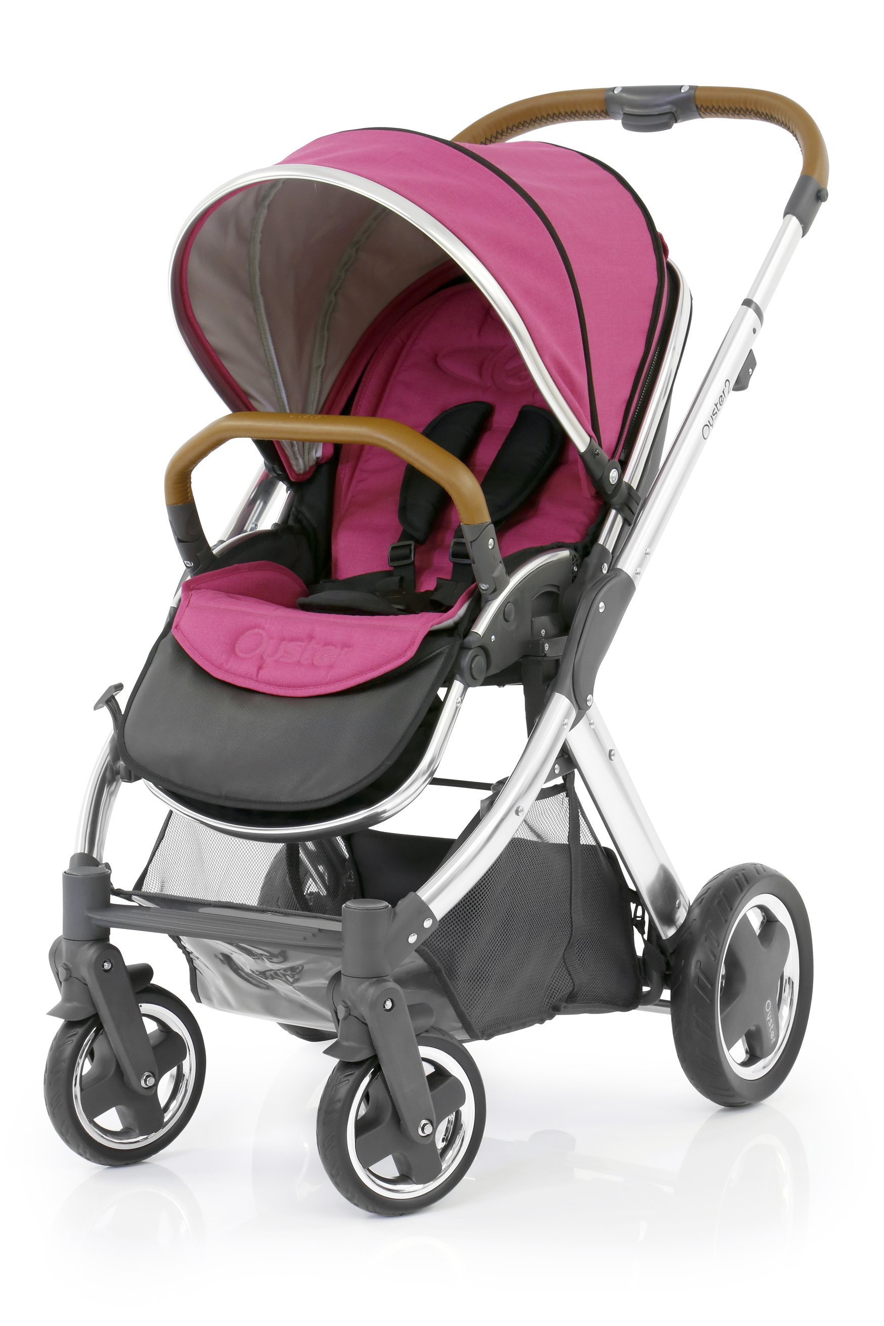 Прогулочная коляска Oyster 2 + Colour Pack (шасси Chrome/Brown) Wow Pink