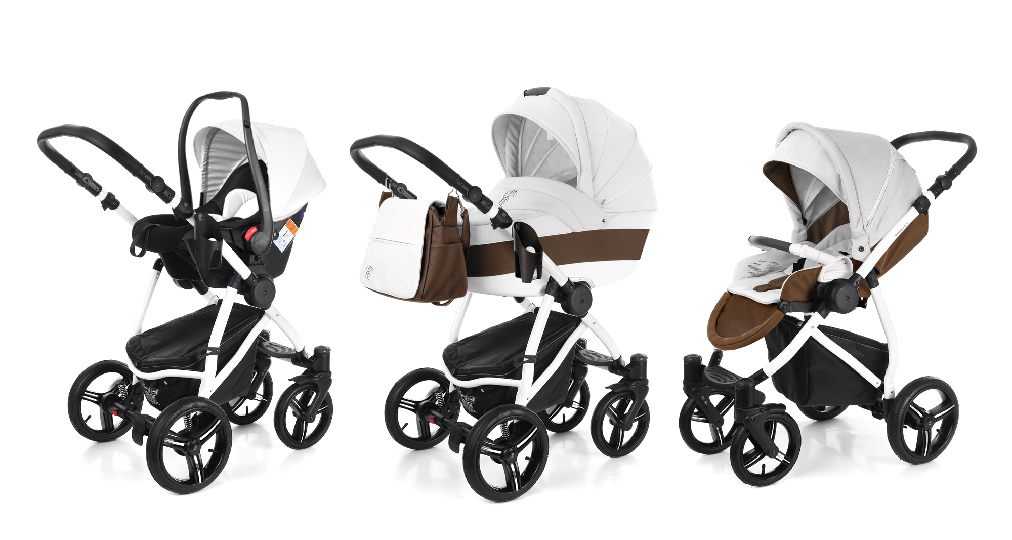 Коляска 3 в 1 Esspero Grand Newborn Lux (шасси White) Canella leatherette