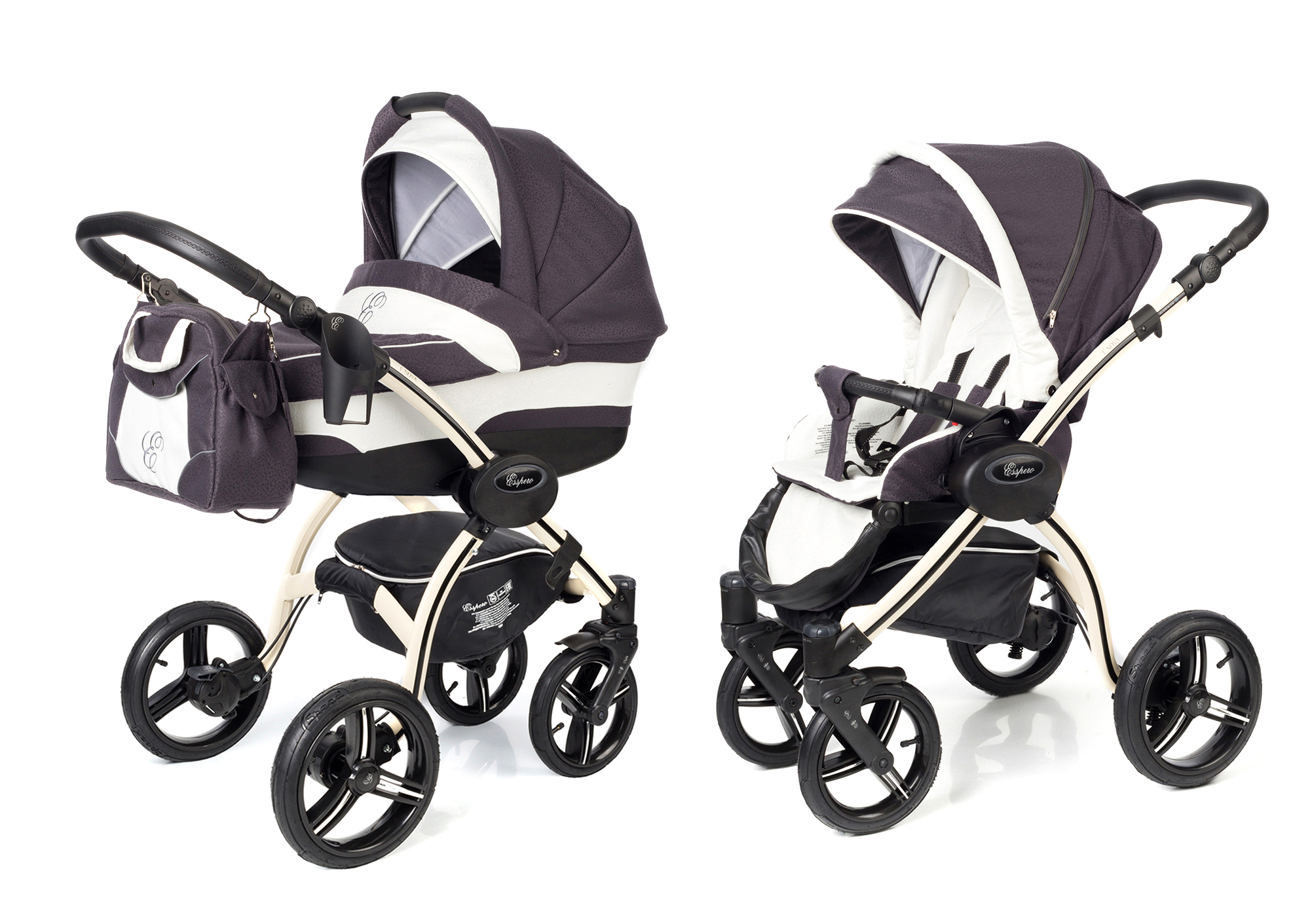 Коляска 2 в 1 Esspero I-Nova (шасси Beige) Grey Leves