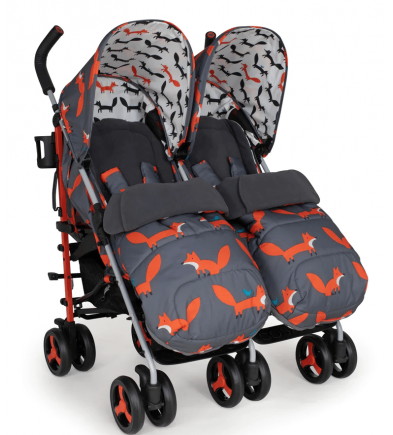 Коляска для двойни и погодок COSATTO Supa Dupa Charcoal Mister Fox