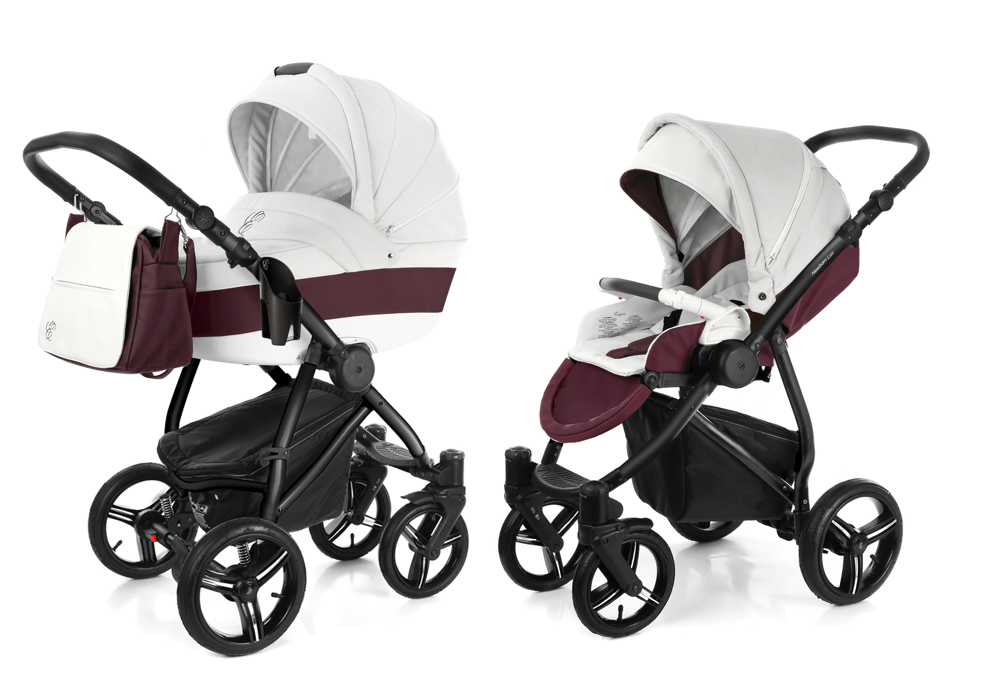 Коляска 2 в 1 Esspero Grand Newborn Lux (шасси Black) Maroon leatherette