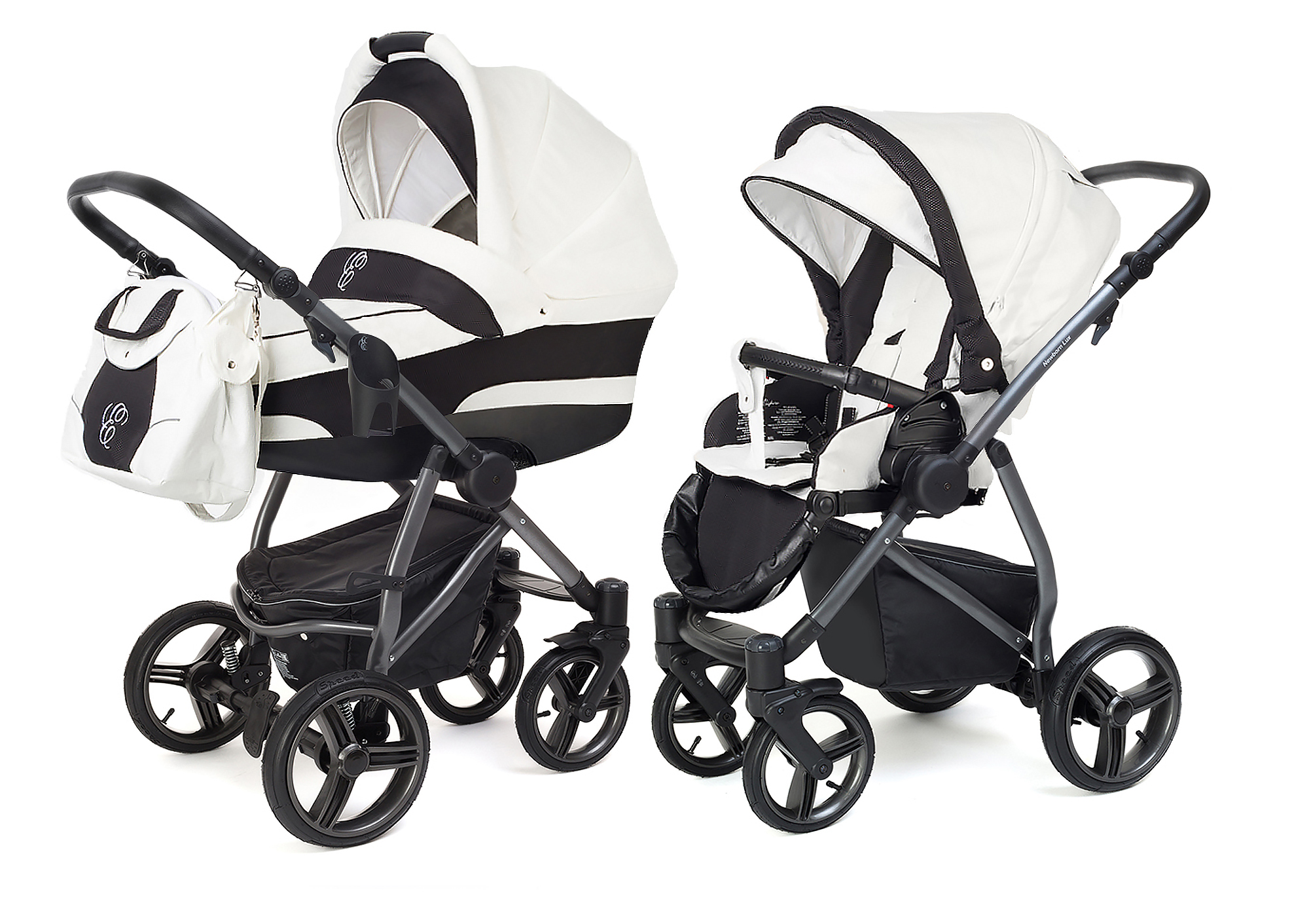 Коляска 2 в 1 Esspero Newborn Lux (шасси Graphite) White