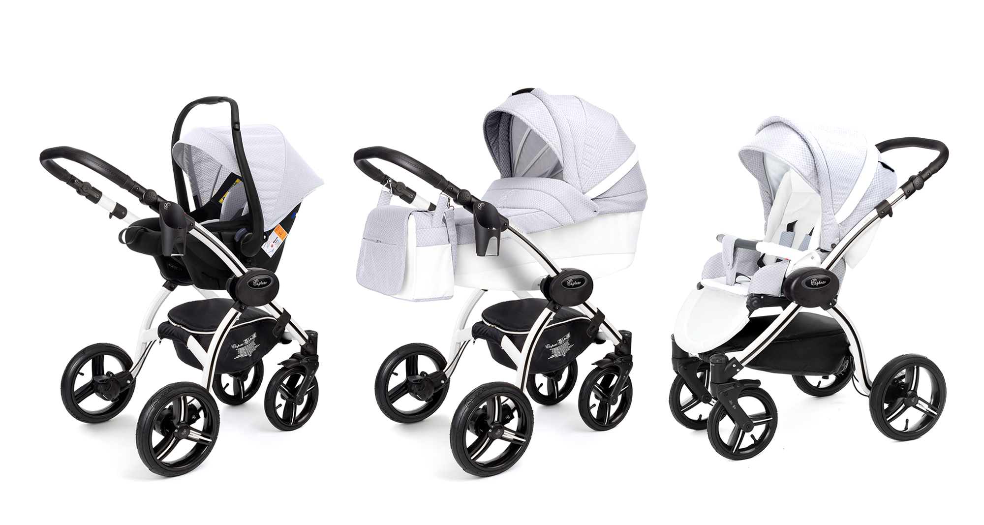 Коляска 3 в 1 Esspero Grand I-Nova (шасси White) Grey Diamond