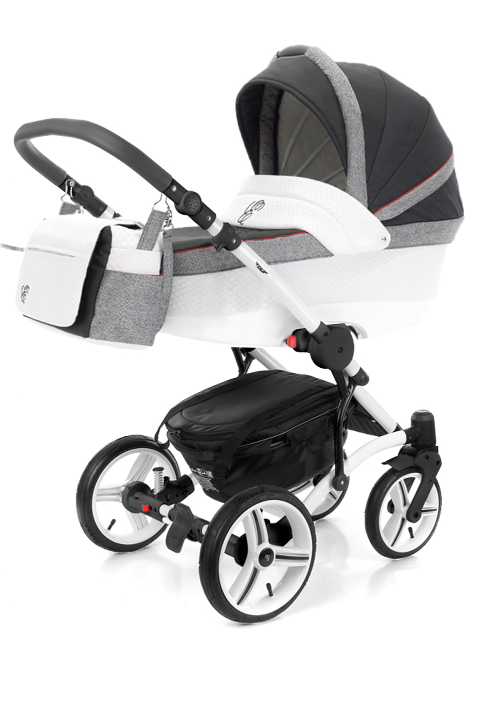 Коляска для новорожденных Esspero Tour Leatherette (шасси White) Royal Grey