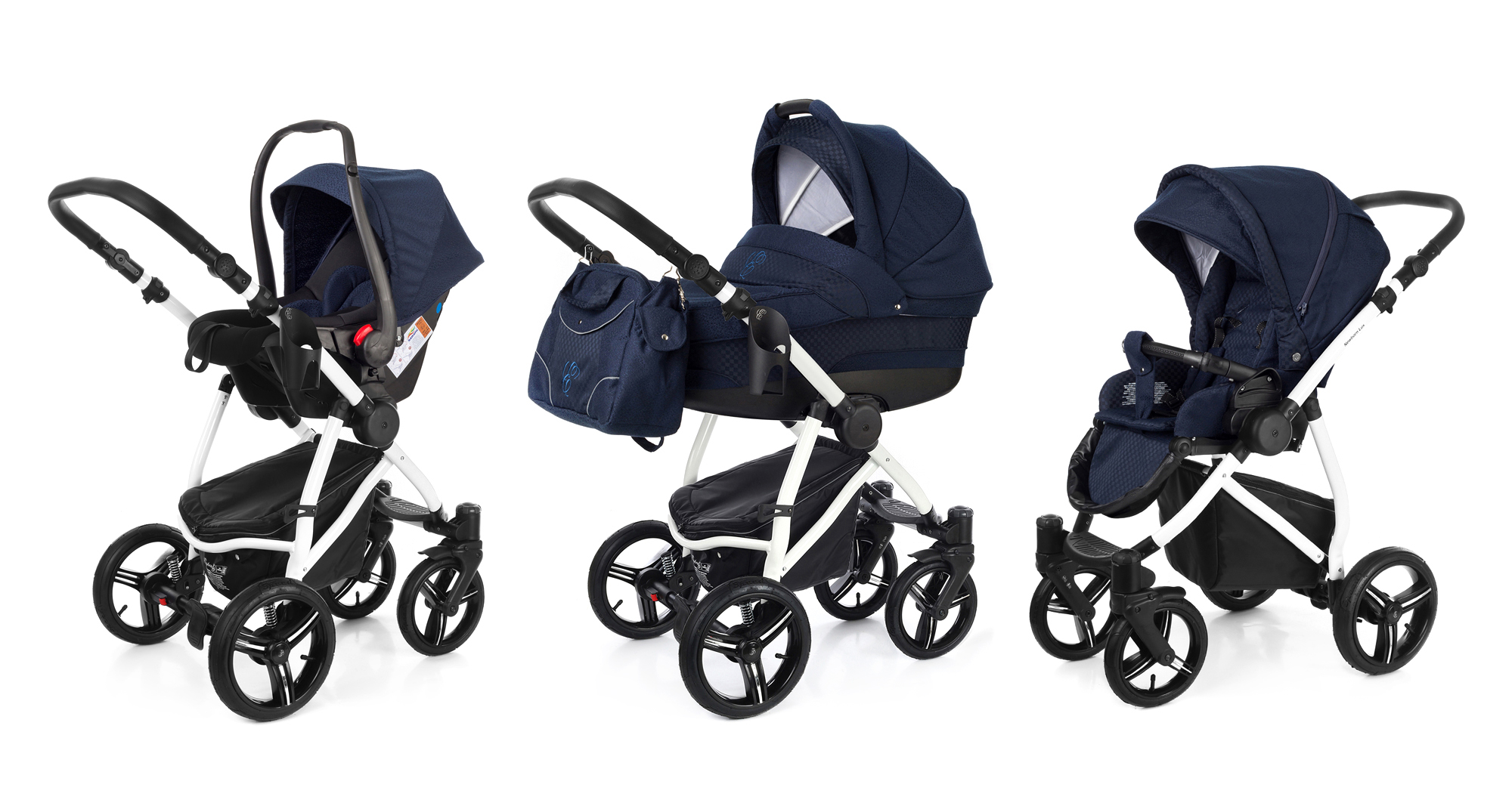 Коляска 3 в 1 Esspero Newborn Lux (шасси White) Mar Carbon