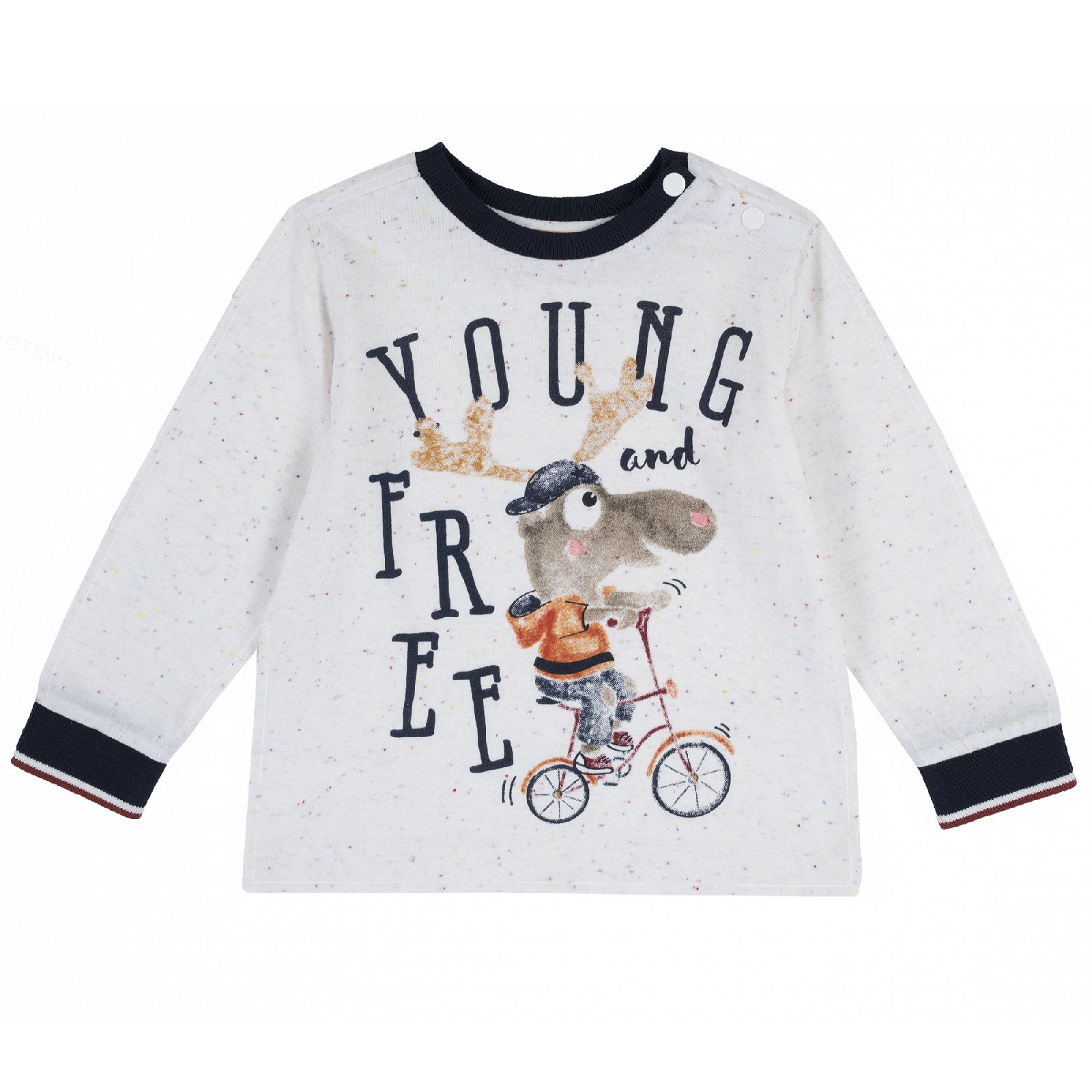 Лонгслив Chicco принт Young and free, для мальчиков, цвет светло-бежевый Светло-бежевый, р.92
