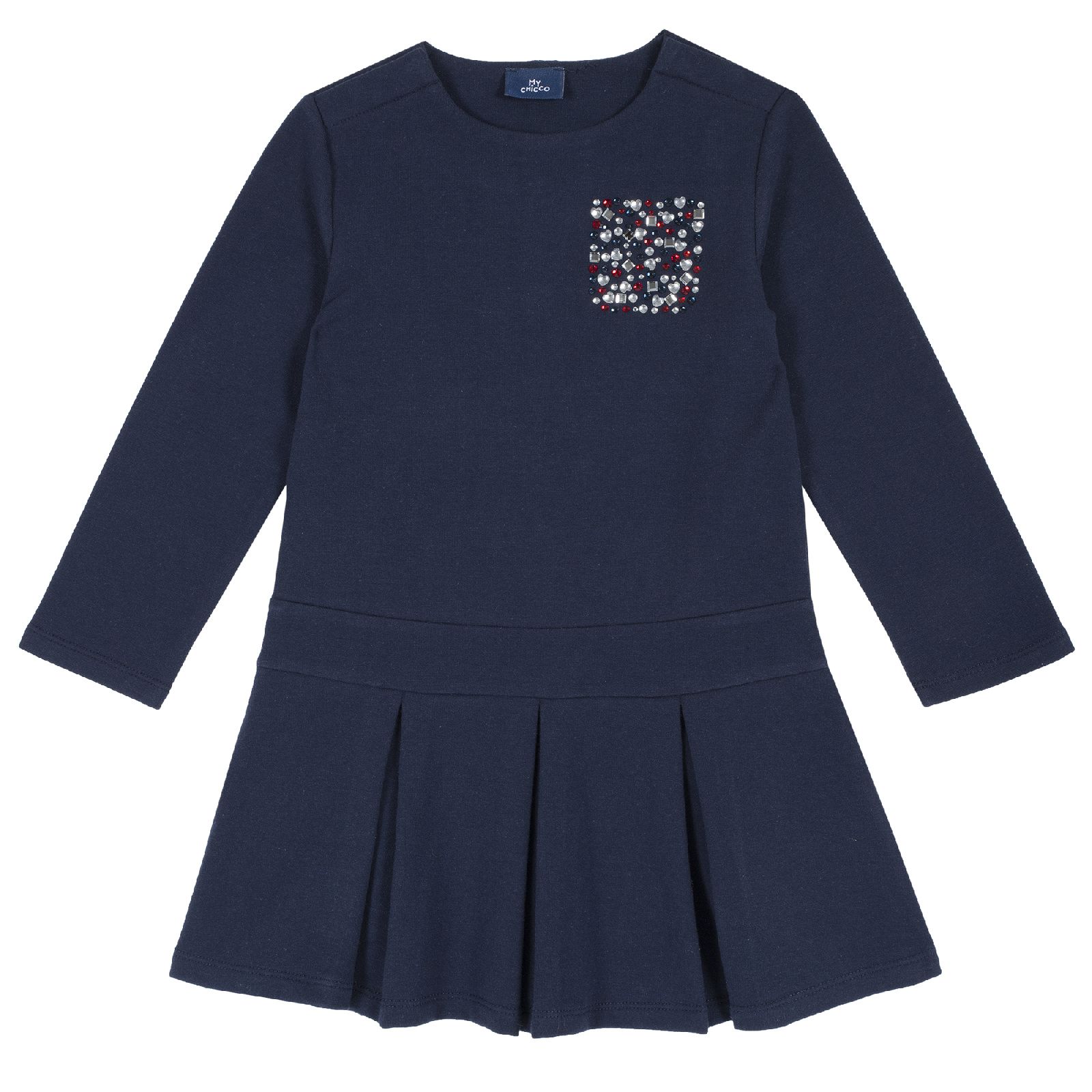 Платье Chicco, длинный рукав, с карманом, цвет тёмно-синий Темно-синий, р.110