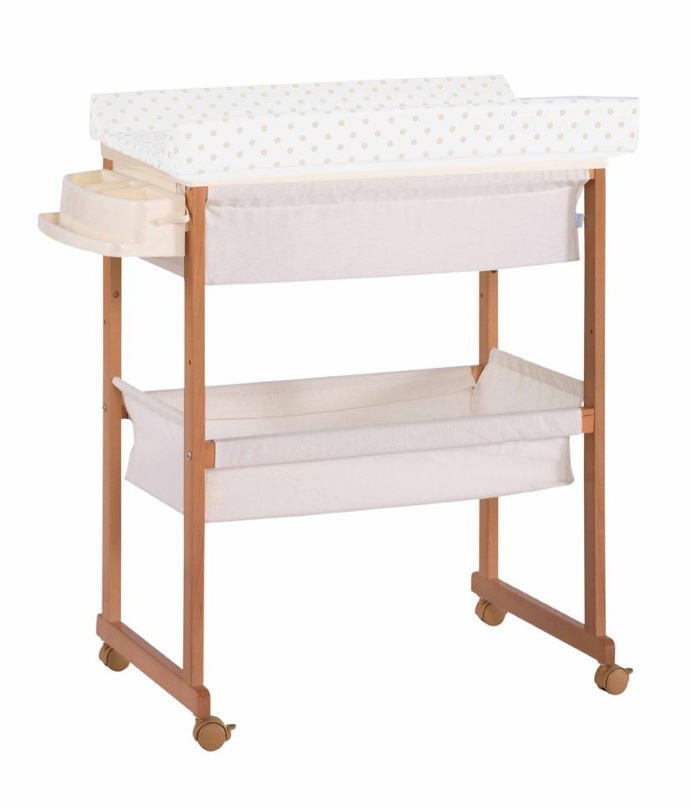 Пеленальный комод с ванночкой Micuna B-1158 plus Honey, цвет матрасика: Beige Dots