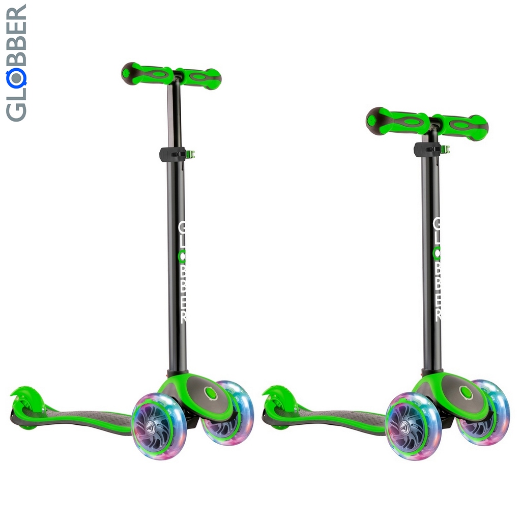 Самокат GLOBBER PRIMO PLUS TITANIUM с 3 светящимися колесами Neon Green