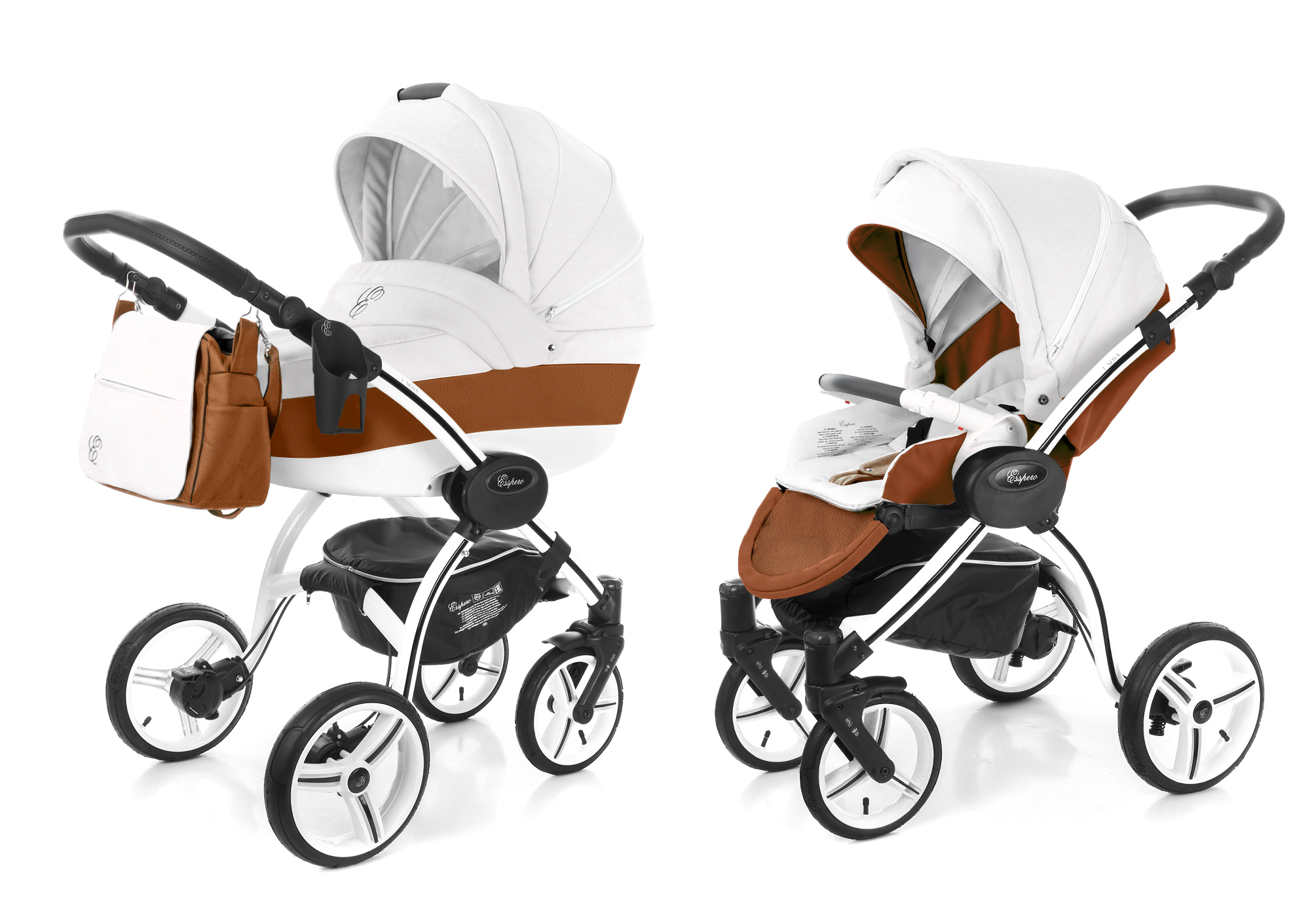 Коляска 2 в 1 Esspero Grand I-Nova (шасси White) Orange leatherette
