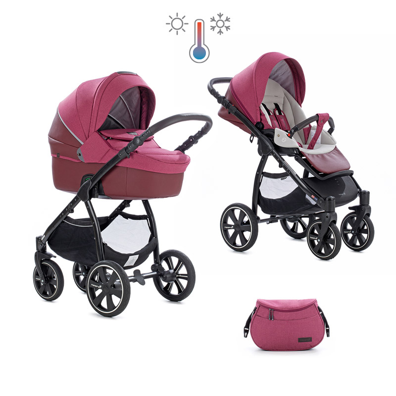 Коляска 2 в 1 Noordi Fjordi Sport Melange Leather Garnet 843