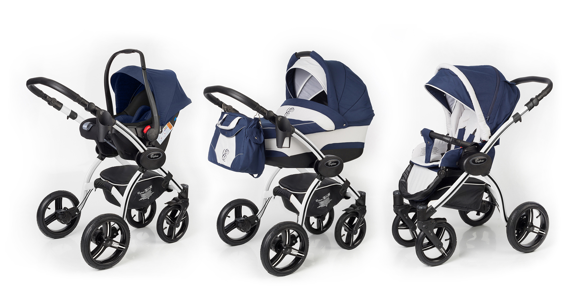 Коляска 3 в 1 Esspero I-Nova (шасси White) Navy Grey