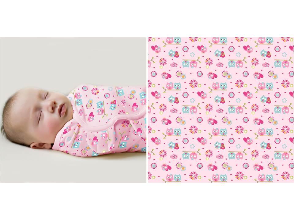 Конверт для пеленания Summer Infant SWADDLEME (размеры S/M) розовый с совами и сердечками Hearts Hoots (р-р S/M)