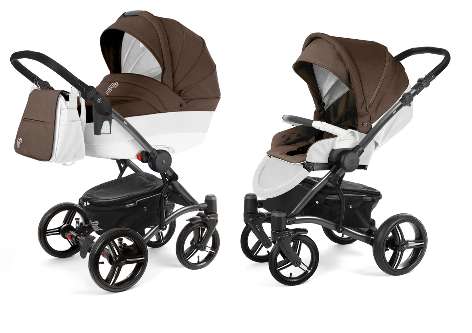 Коляска 2 в 1 Esspero Tour Leatherette (шасси Graphite) Cacao leatherette