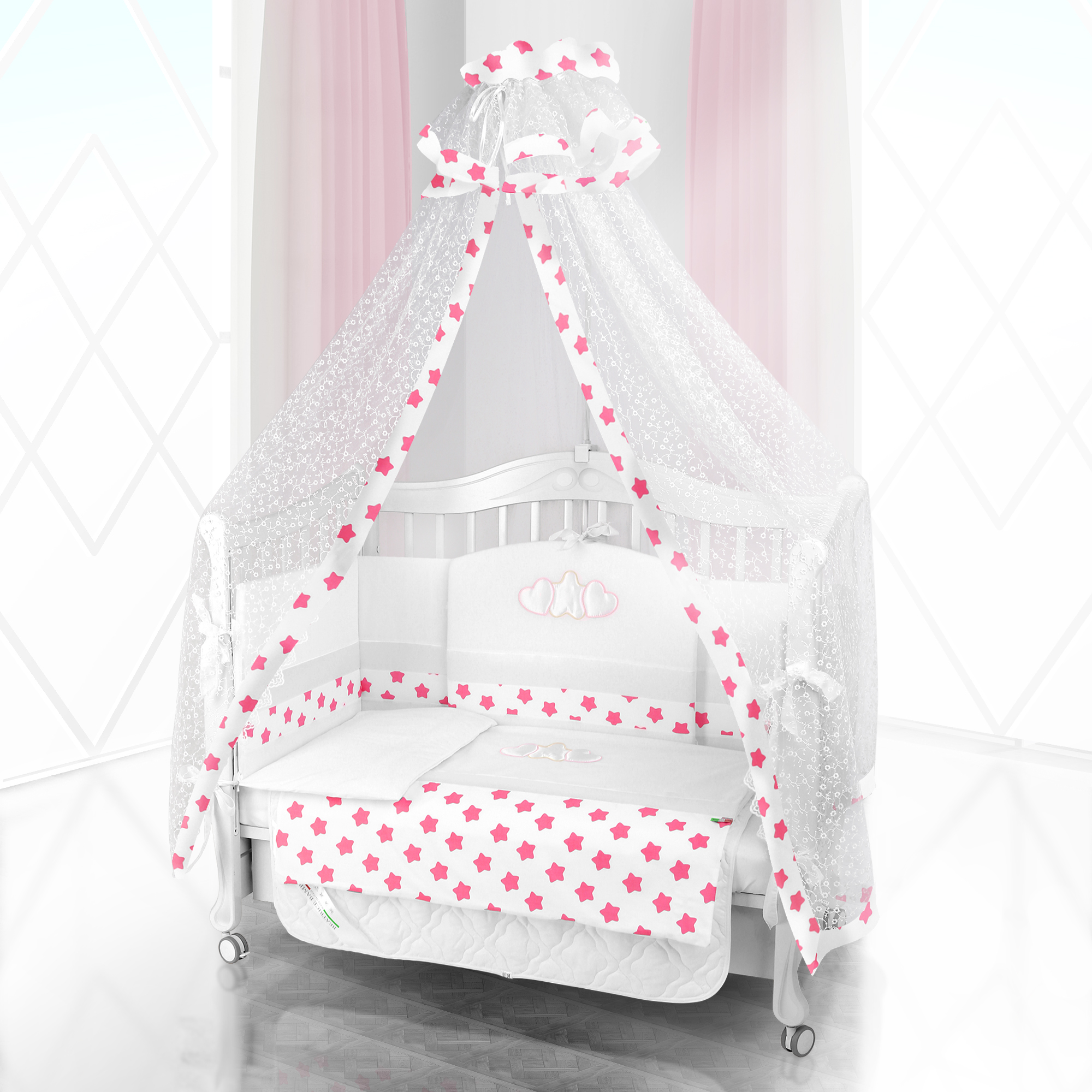 Комплект постельного белья Beatrice Bambini Unico Grande Stella (120х60) bianco rosa