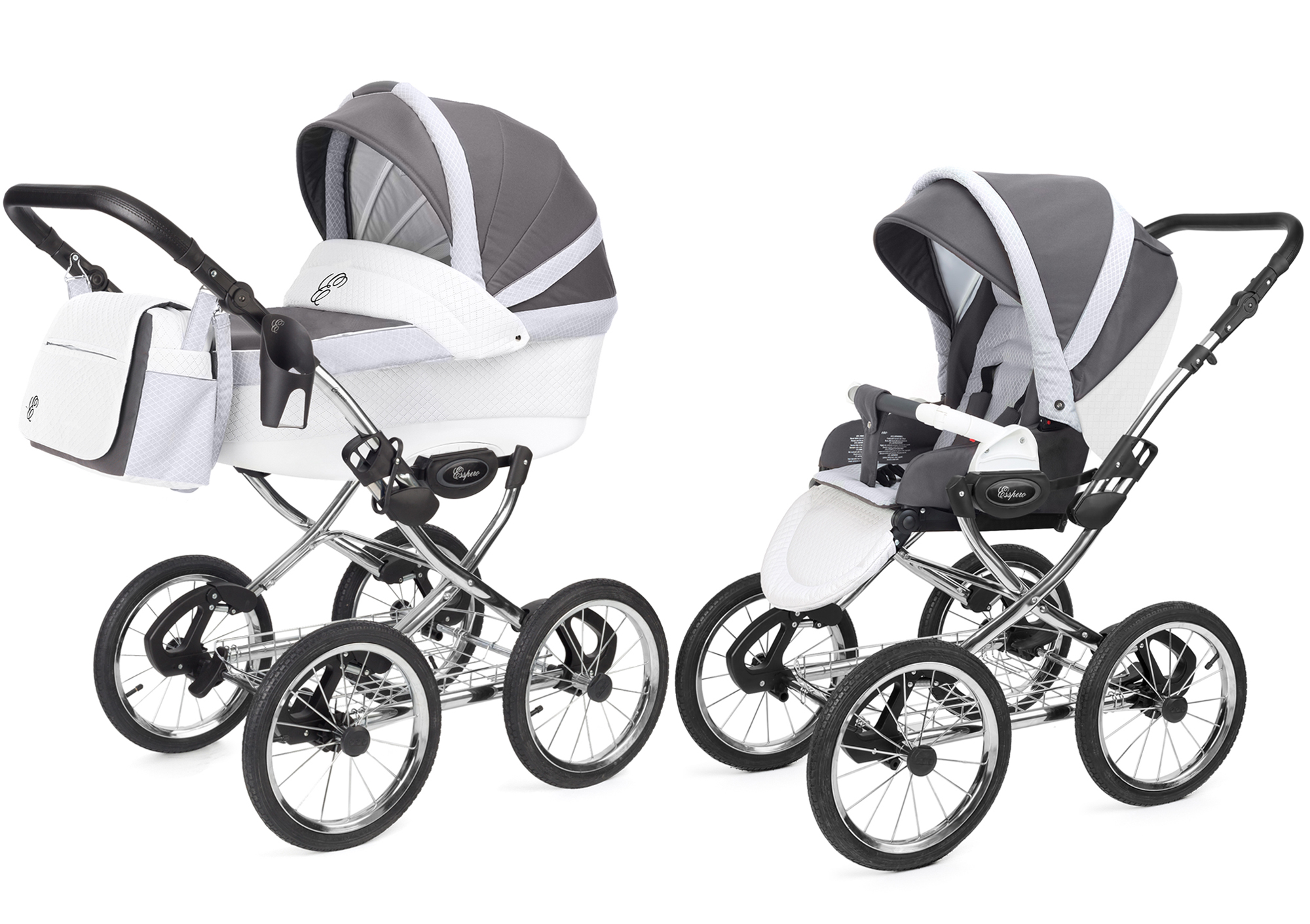Коляска 2 в 1 Esspero Grand Classic (шасси Chrome) Royal Light Grey