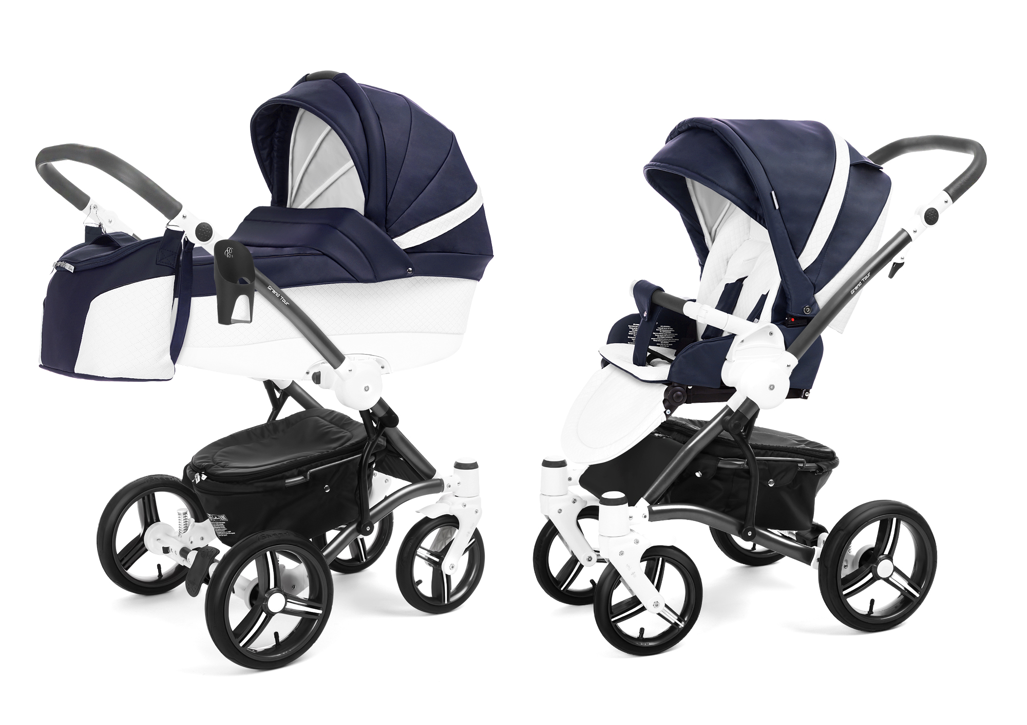 Коляска 2 в 1 Esspero Grand Tour (шасси White) Nappa Navy