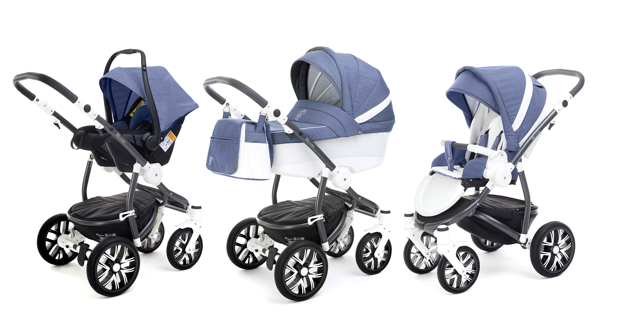 Коляска 3 в 1 Esspero Grand Discovery (шасси Graphite White) Jeans Blue