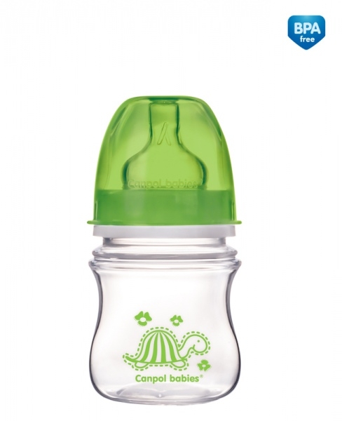 Бутылочка Canpol EasyStart Animals шир. горл., антикол., PP, 3+ ,120 мл, арт. 35/205 зеленый
