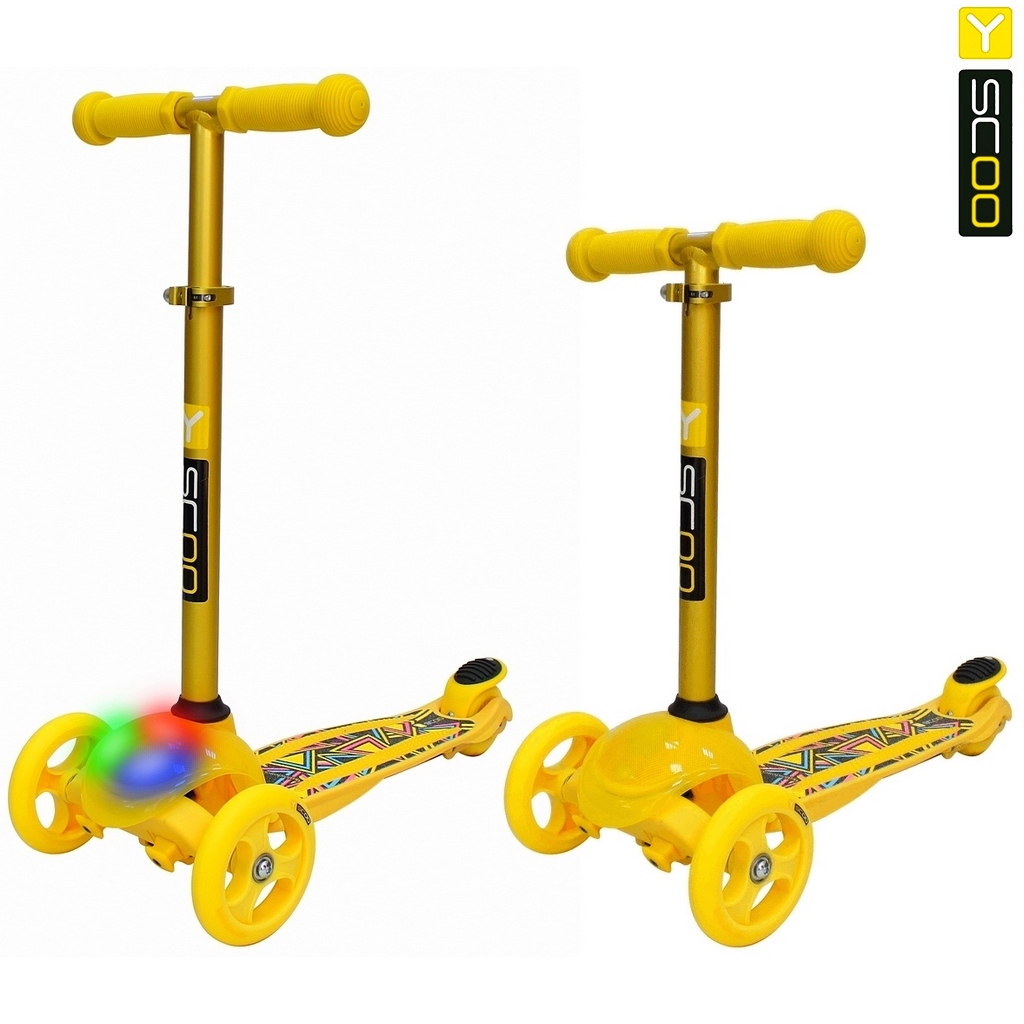 Самокат трехколесный Y-SCOO RT TRIO DIAMOND 120 Kaleidoscope yellow
